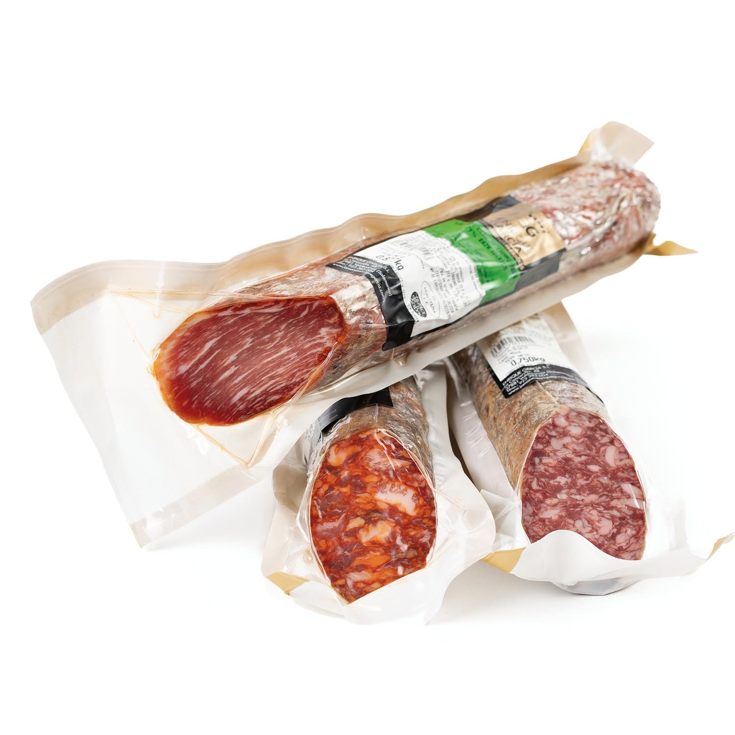 ENRIQUE GARCÍA - Surtido Embutido Ibérico, Caja Regalo con Medio Chorizo y Salchichón Extra, Medio Lomo de Cebo de Campo 75% Ibérico 650 g Aprox Cada Uno
