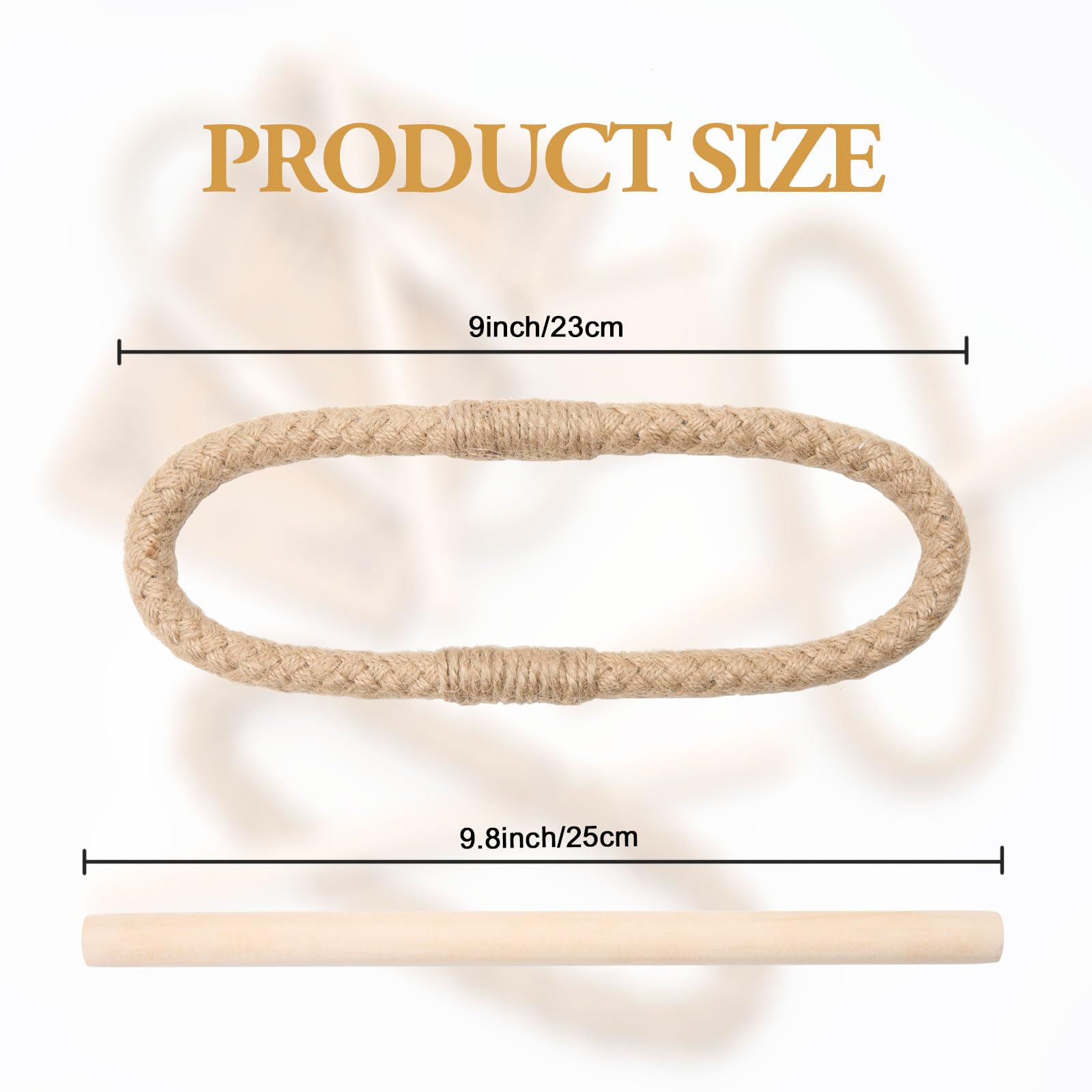 Pretty Jolly 4 Pack Natural Jute Rope Curtain Tiebacks Boho Rustic Style Decorative Drape Tie Backs Farmhouse Hand-Woven Curtain Holdbacks with Wood Club for Home & Office Drapery (Jute loop-01) - Image 4