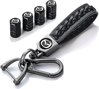 Car Tire Valve Stem Caps with Genuine Leather Keychain Suit for Mazda Cx7 Cx5 Cx9 Cx-5 Cx3 Mx-5 Protege Valet Rotary Rx8 Series with Car Logo Keychains car Accessories