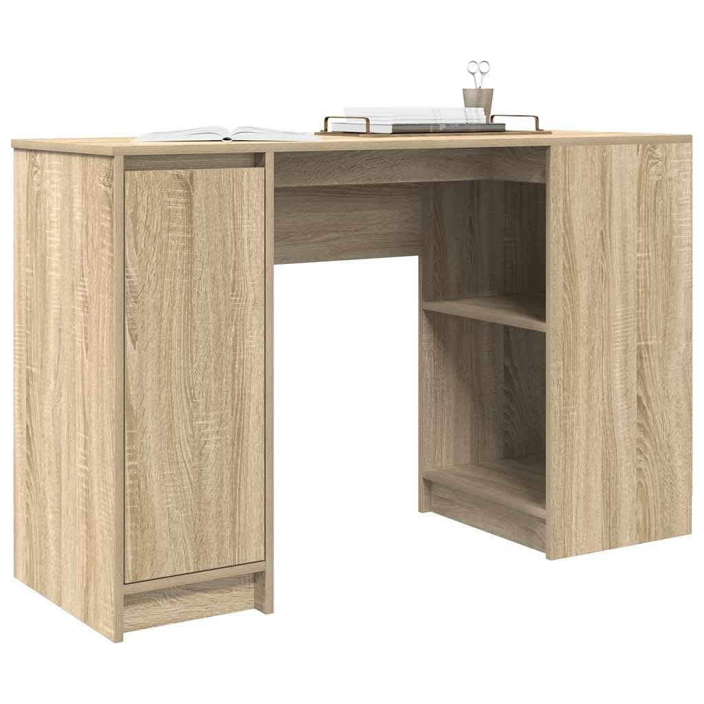 Scrivania in rovere Sonoma, 120 x 42 x 76 cm, con spazio e ripiano, ergonomica, per ufficio, casa, computer, laptop, gaming, segretario, salvaspazio, con cassetto