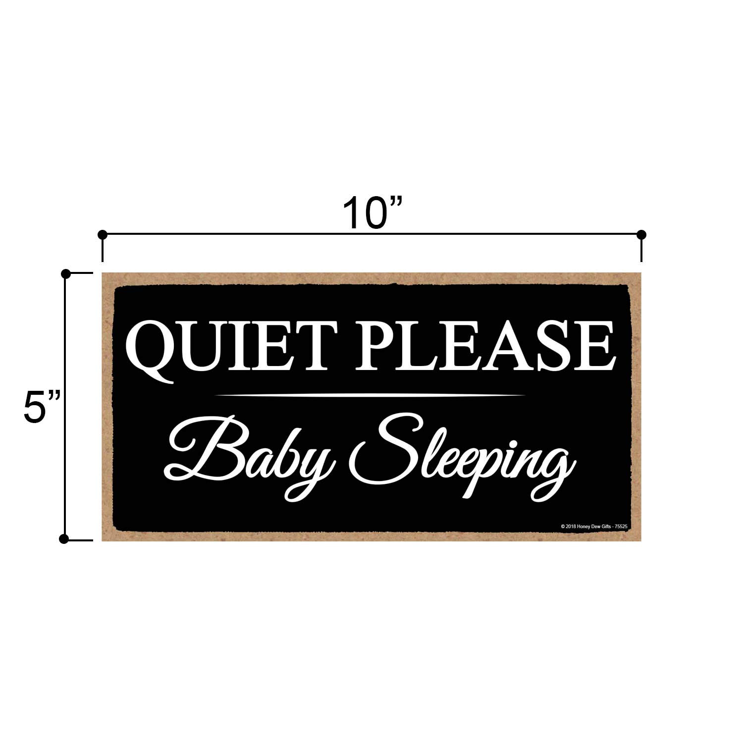 Honey Dew Gifts, Door Signs, Quiet Please Baby Sleeping, 5 inch by 10 inch Hanging, Wall Art, Decorative Wood Sign Home Decor, 75525