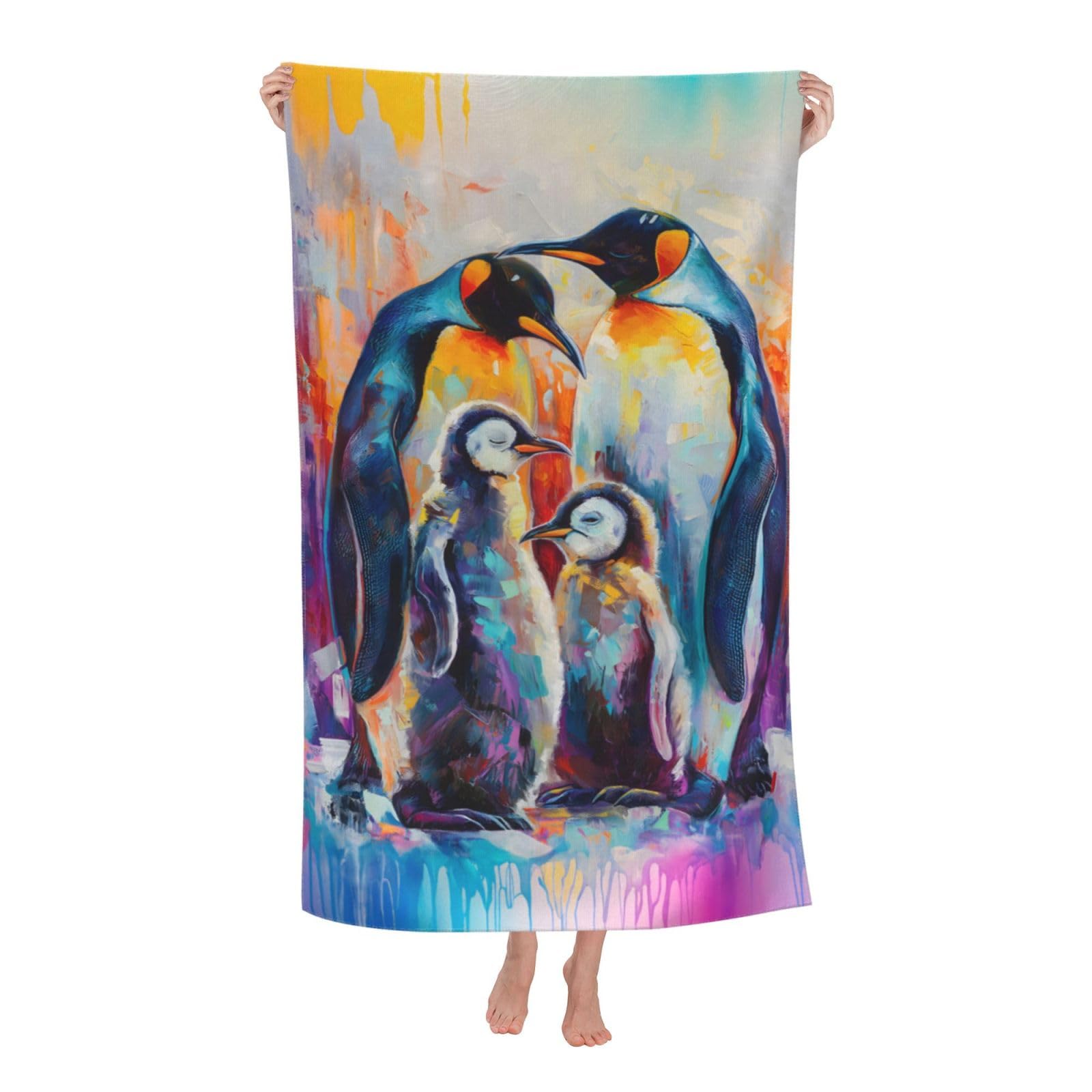 HLBSDM Colorful Penguin Beach Towel 31inx51in Wildlife Sand Free Microfiber Bath Towel Ultra Soft Quick Dry Pool Towel Absorbent Towel Lightweight Towel for Swimming Bathroom Decor