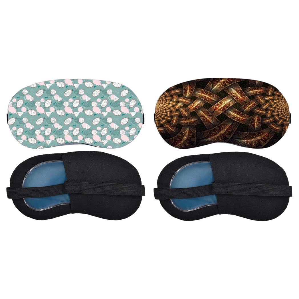 Aoxeria Mint Seashell Pattern, Bronze Geometric Weave Sleeping Mask Combo, Soft Comfortable Light-Blocking Eye Cover for Women, Men & Kids, Reusable Blindfold for Night Sleep, Nap, Travel (Pack of 2)-image-26
