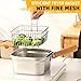 Square Fryer in Stainless Steel - Compact Frying Pot with Lid, Square Muliti Fuctional Pot with Basket Tong and Steamer Rack, All in one pot for frying steaming cooking and fresh-keeping (5-piece set)