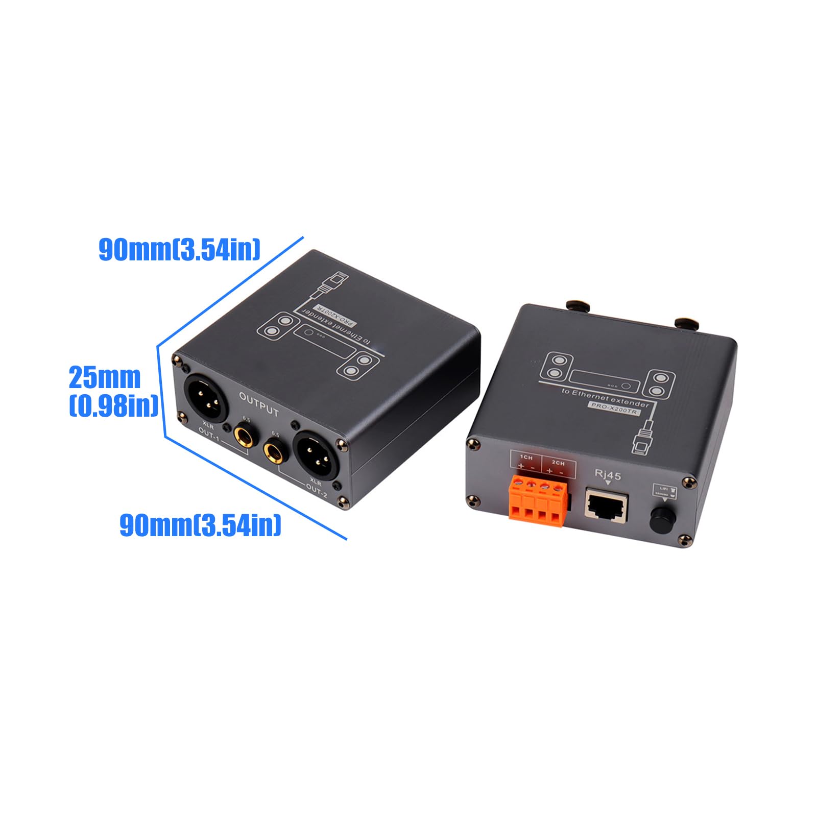 XLR 6,5mm Musica a Ethernet Extender con isolamento acustico per dispositivi professionali RJ45 Cat5 / Cat6 Ethernet Extender Sound Net Elongator