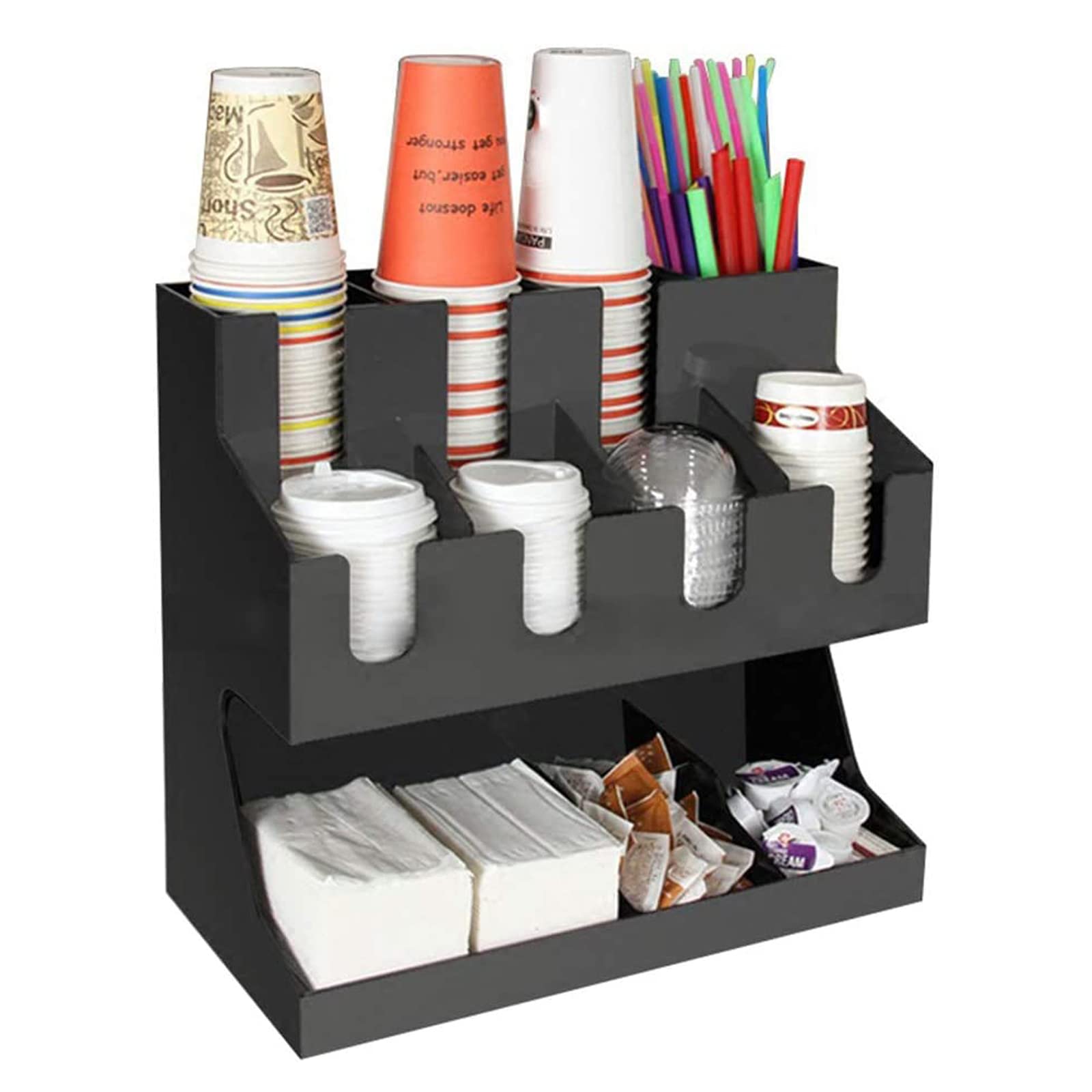 DXYQXL Paper Cup Organizer Dispenser for Cafe Home Wedding Party Counter Display - Disposable Coffee Cups and Condiment Holder