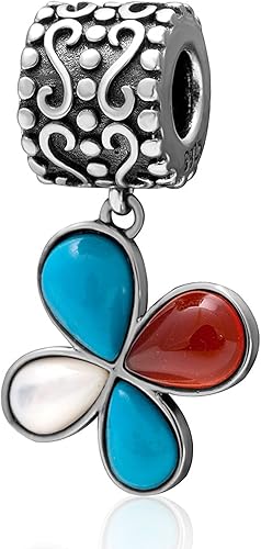 Miniatura 6 de Juego de dijes de trébol de la suerte que se adapta a collar de pulsera Pandora, abalorios colgantes de flores de cuatro pétalos y dijes de trébol