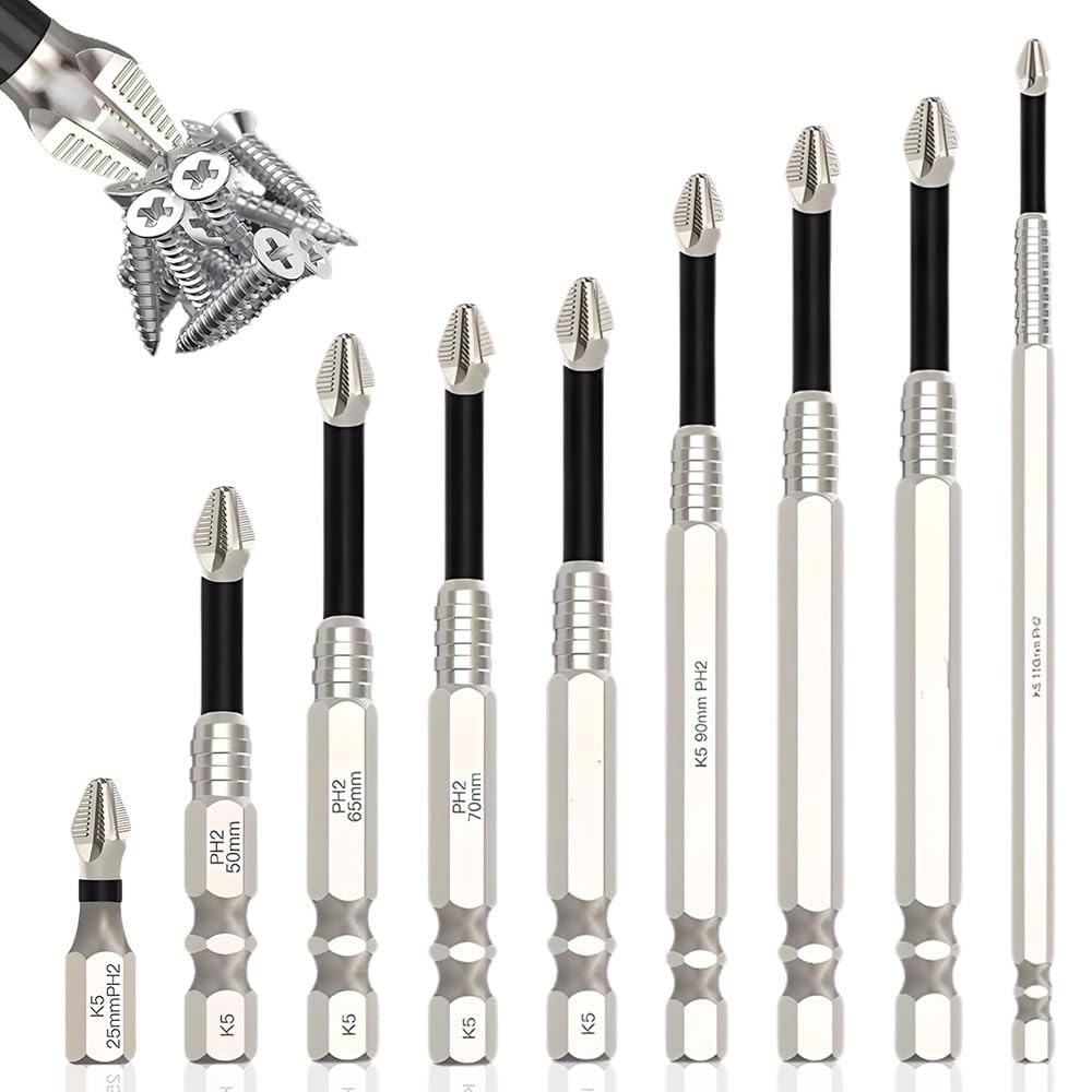 High Magnetic Screwdriver Drill Bit Set, 2025 New Upgraded Anti Slip Strong Magnetic Electric Screwdriver Set Alloy Steel for Impact Driver (9 Pcs)