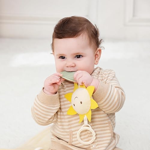 Miniatura 8 de Tapete de madera 4 en 1 para gimnasio y actividades para bebés, tapete de algodón suave para bebés de 0 años, con 3 juguetes desmontables para el