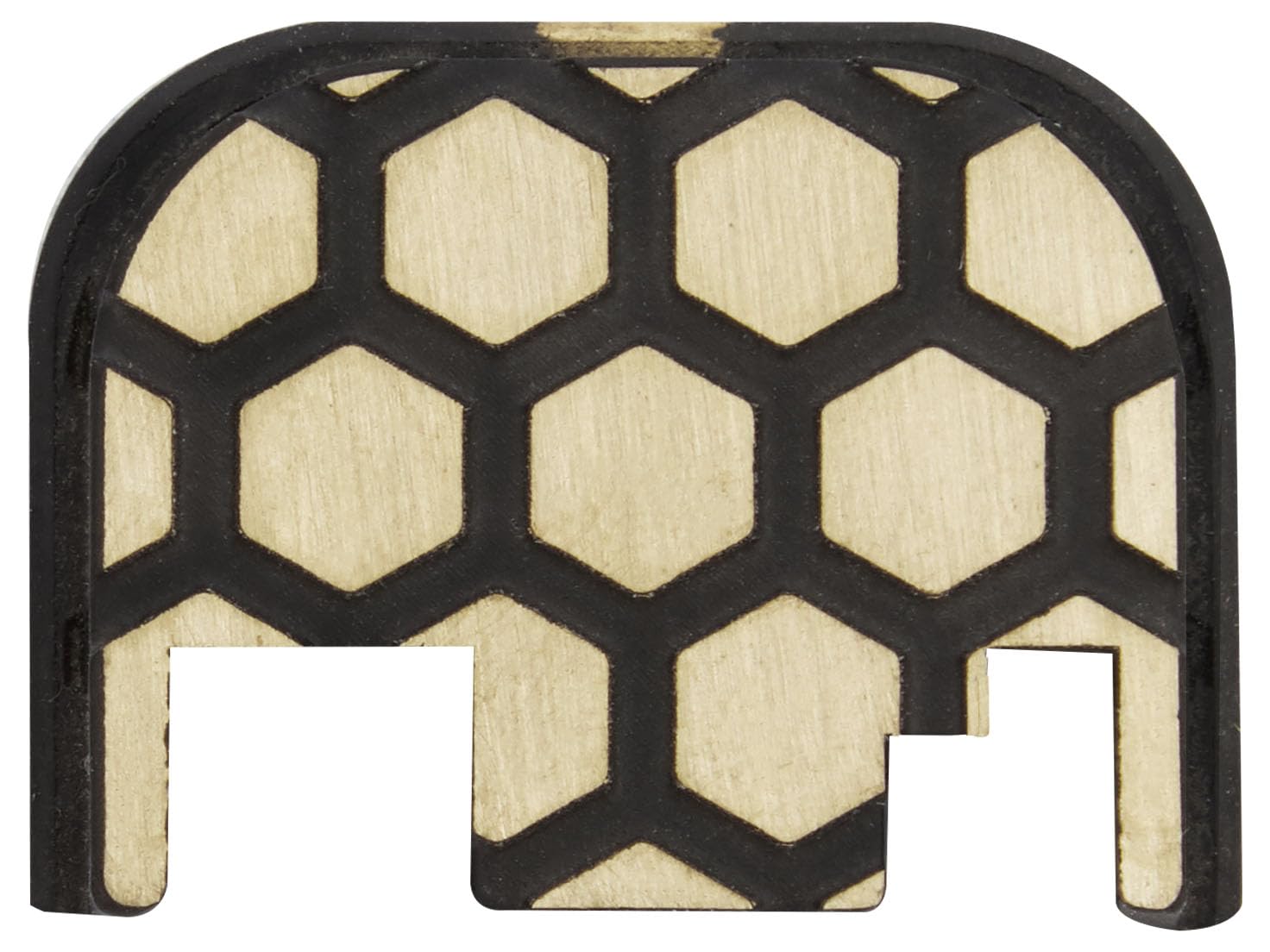 NDZ Performance Rear Slide Cover Back Plate for Glock Gen 1-4 Models 9MM .40 S&W .357 SIG .45 Gap Laser Deep Engraved in Brass Black Cerakote - Honey Comb Pattern