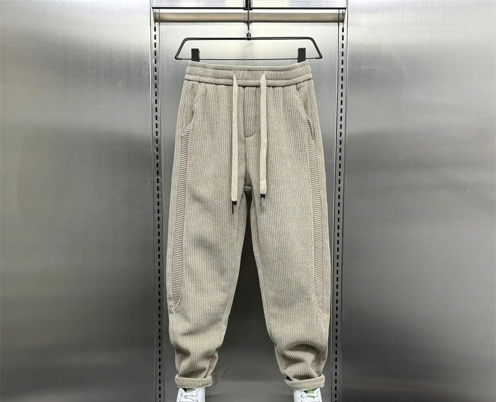 Abbigliamento da uomo Pantaloni casual a righe in velluto a coste Pantaloni in pile elastico in vita per gli uomini Pantaloni della tuta larghi da jogging