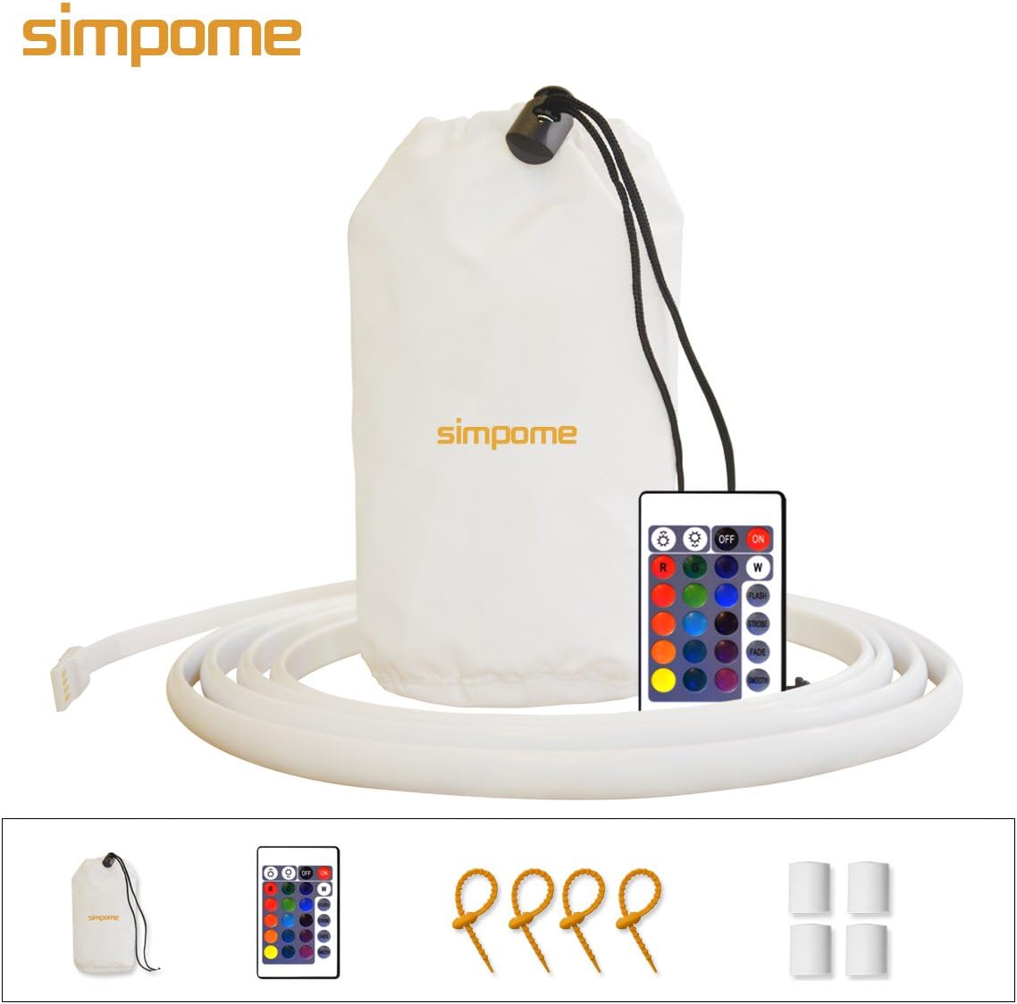 Simpome RGB Flexible Waterproof USB LED Strip Light for Night Riding, Safety Lighting, Colourful Mood Light, 1.8 Meter