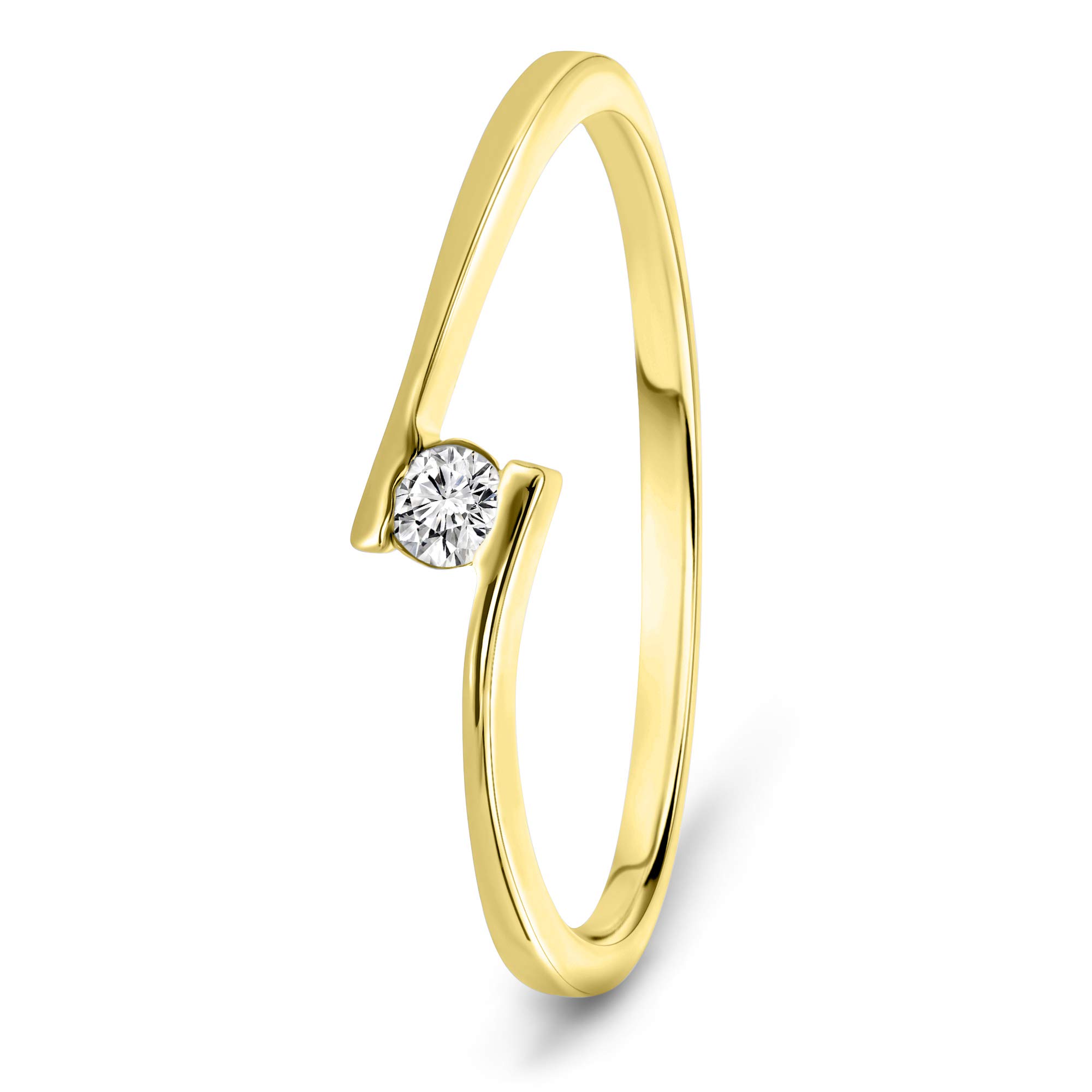MIORE Ring Damen 0.05 Ct Solitär Diamant Verlobungsring aus Gelbgold/Weißgold 9 Karat / 375 Gold, Schmuck