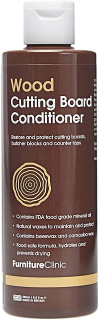 Furniture Clinic Cutting Board Conditioner (250ml) - Formula of Food Grade Mineral Oils and Waxes to Restore and Maintain Your Chopping Boards, A Time Proven Formula of Mineral Oils and Waxes