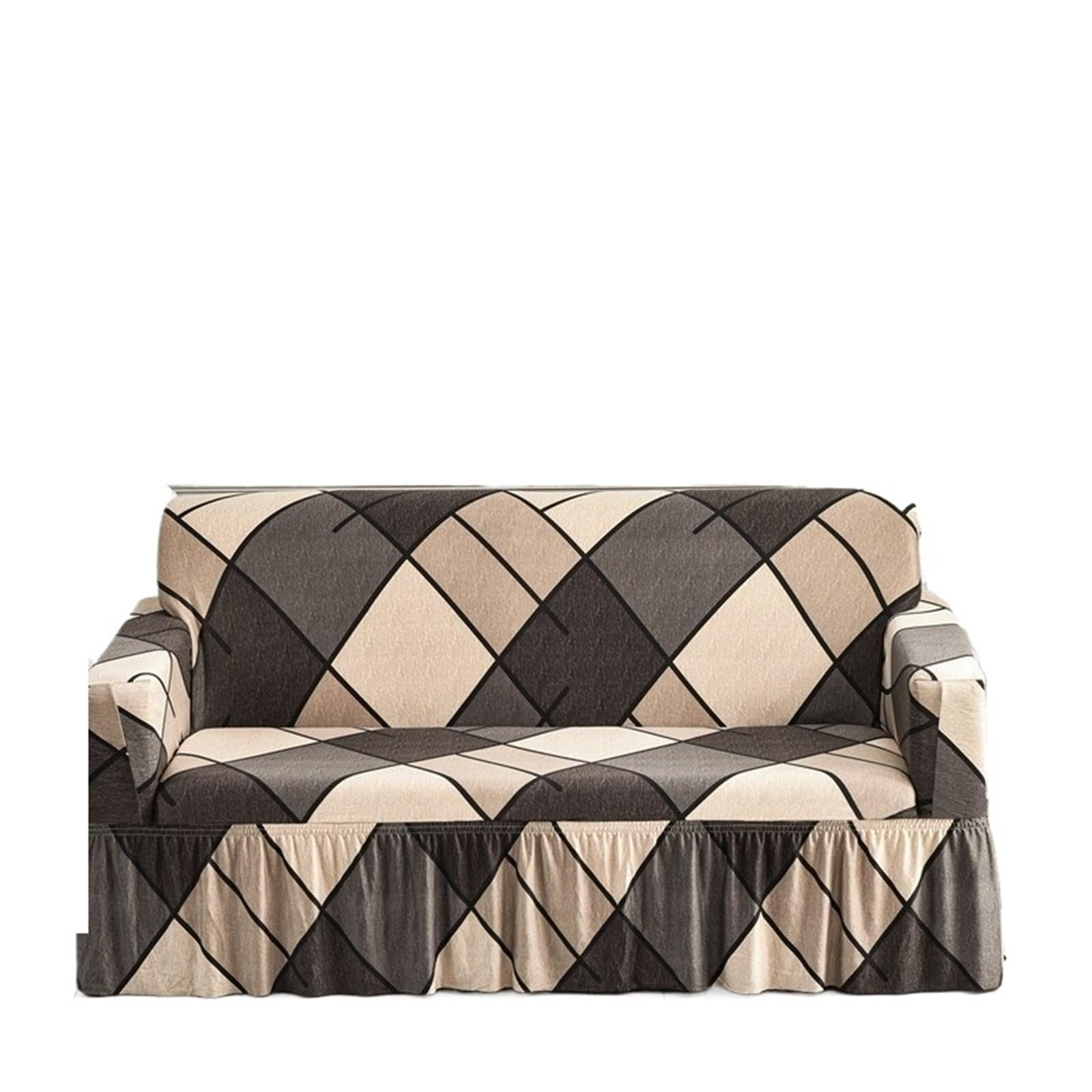 GCYEIDMA Skirt Sofa Cover 1pc Geometric Printed Seat Sofa Skirt Protector Stretch Couch Cover(Color 24,L (190-230cm))