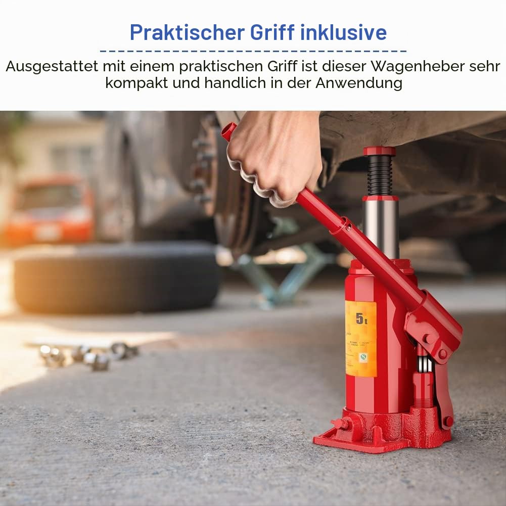 Hydraulischer Wagenheber, rot, 5 Tonnen, Dicker Wagenheber, Stahlplatte, verwendet für Wagenheber für Wohnwagen, LKW, Transp