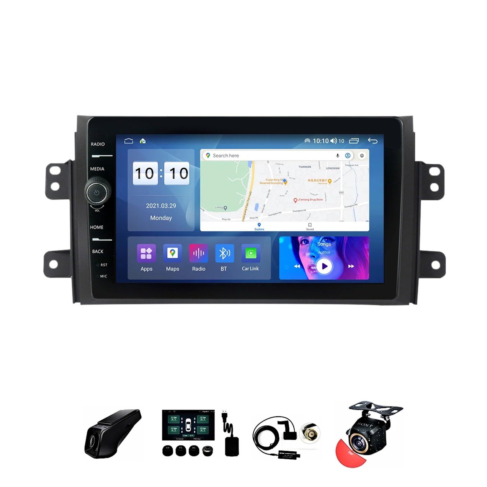 9 cali Android 12 Radio samochodowe 2 DIN dla Suzuki SX4 2006-2014 z kamerą zapasową Bluetooth sterowanie kierownicą GPS Navi CarPlay Wireless FM WiFi (rozmiar: S500 6+128G)