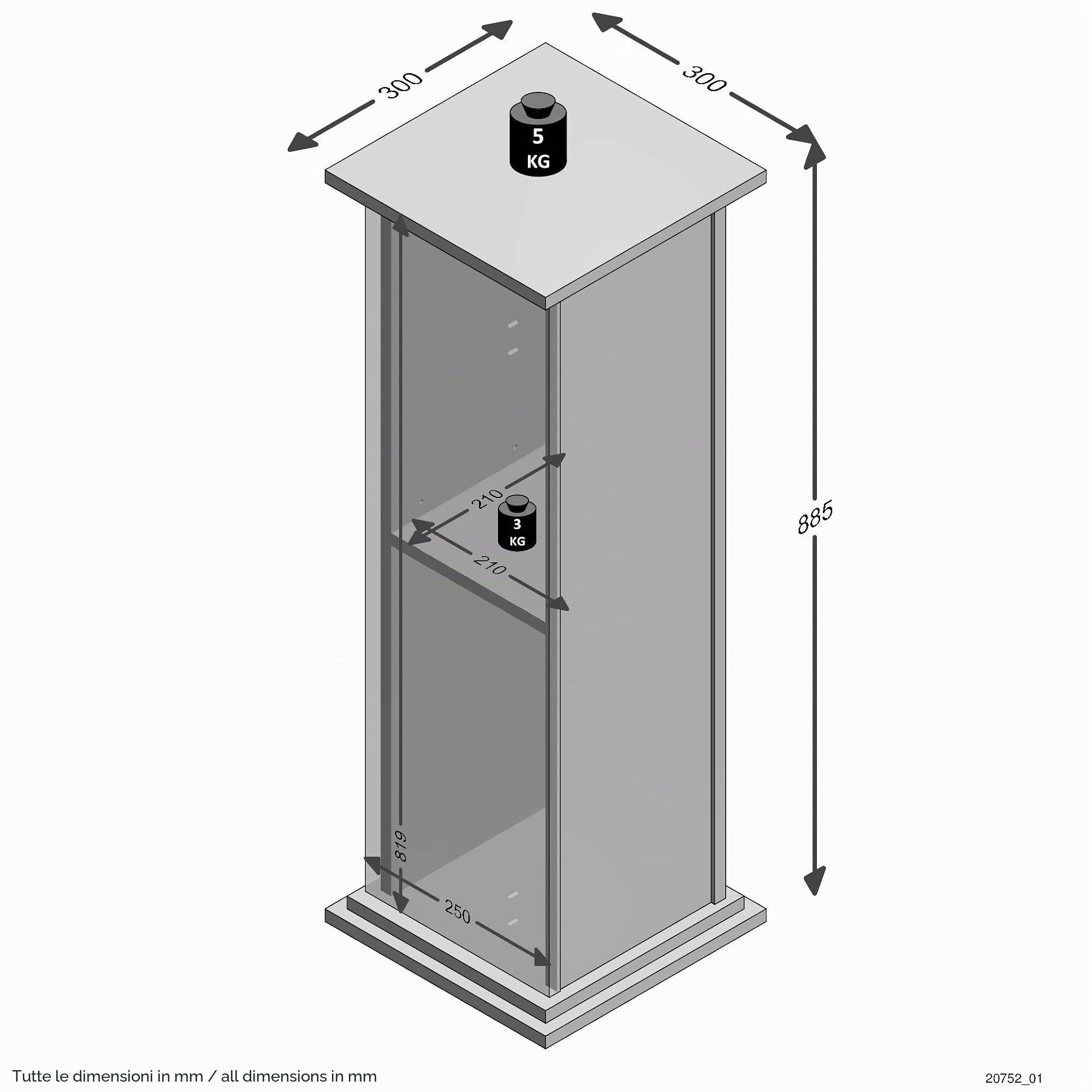 FMD Möbel Colonna Decorativa, Legno ingegnerizzato, ca. 30 x 30 x 89 cm