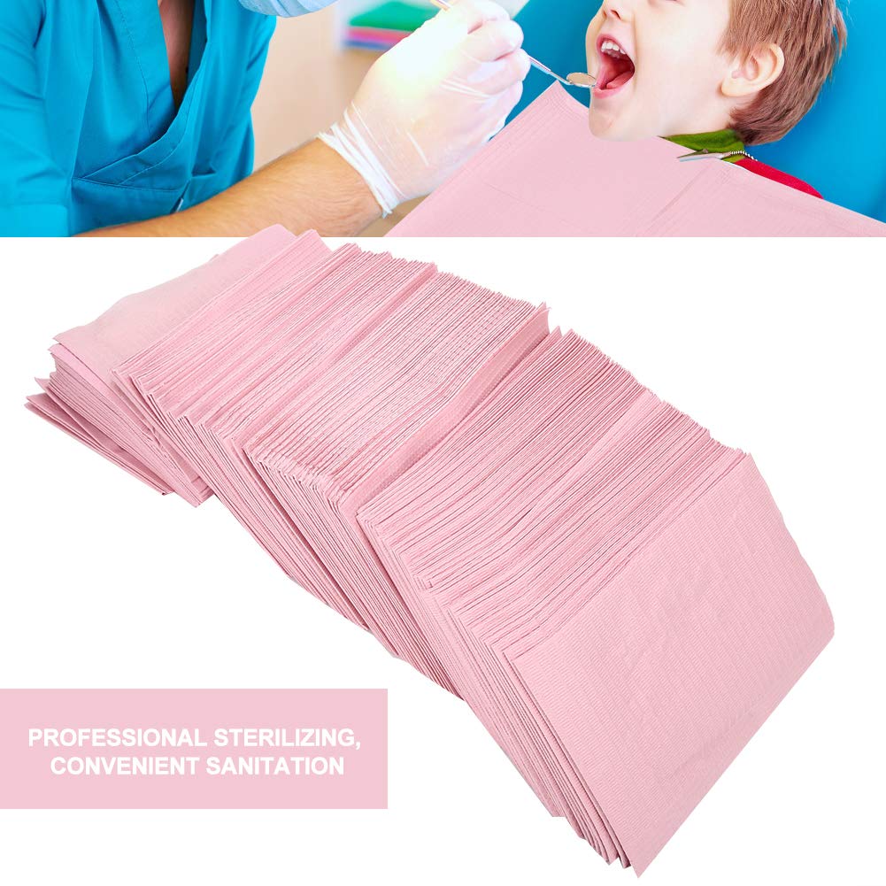 125 Stück Zahnarzt-Lätzchen, Rosa, Einweg-Zahntuch, Handtuch, wasserdicht, Patienten-Lätzchen, Tattoo-Schal, Zahnarzt, Mundhygiene, Patienten-Lätzchen für Zahnarzt, Klinik (rosa)