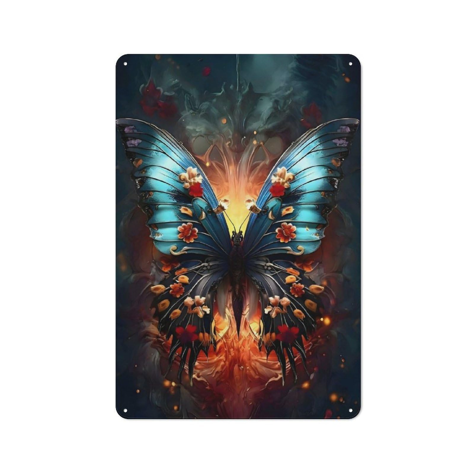 Junmoney Butterfly Workshop Style Tin Sign 30X20cm, Workshop Wall Decor For Tool Room, Garage, Studio Or Home Bar