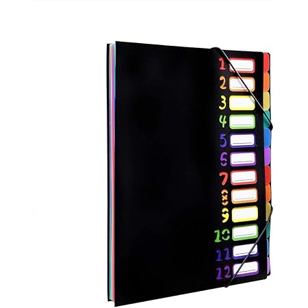 Amazon ドキュメントファイル 12ポケット ファイルケース カラフル 書類入れケース ポケットバッグ クリアファイル 収納 書類 整理 ファイル 文房具 12ポケット ドキュメントファイル 文房具 オフィス用品