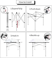 Vista 4 de Growsun Mesa de camping plegable, mesa de campamento cuadrada ligera de aluminio portátil con bolsa de transporte para exteriores e interiores
