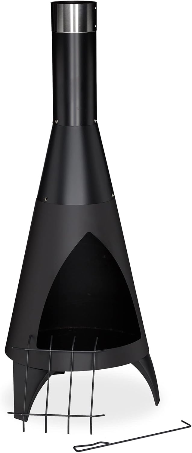 Relaxdays Terrace Oven, Black, 120 x 48 x 50 cm