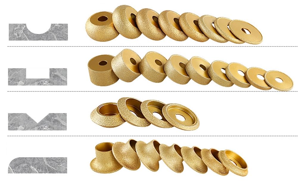 5-50 MM Brazing Parallel Diamond Edge Profile Grinding Wheel Vacuum Parallel-Shaped Demi-bullnose Edge Profile Grinding Disc (40mm)