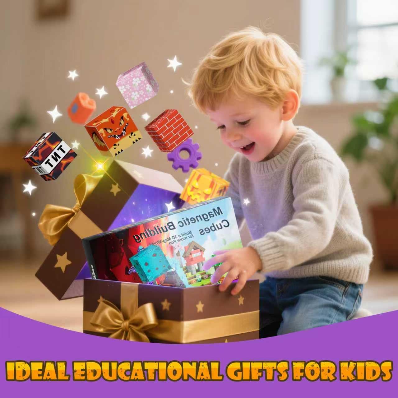 Magnetic Blocks - 208 PCS 0.8Inch Magnetic Building Blocks Set, Creative STEM Magnetic Cubes Toys for Kids 3+, Montessori Sensory Magnet Blocks and Stack Cubes for Boys Girls Birthday Gifts