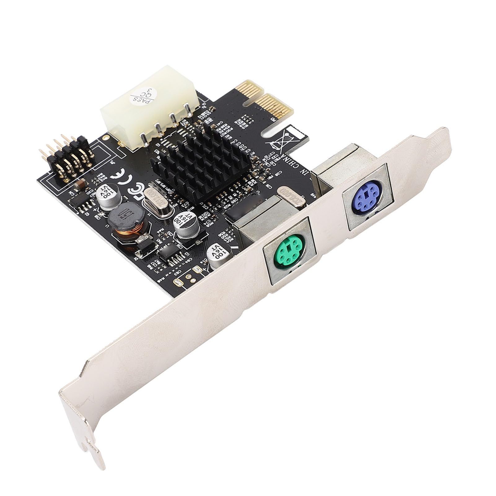 PCIe to PS/2 Adapter Card with MCS9990CV Chip, USB2.0 Pin, 2 Ports PS/2 Keyboard Mouse Expansion, Fast Heat Dissipation, Enhanced Power Supply Capacity, Closed Inductor, Solid