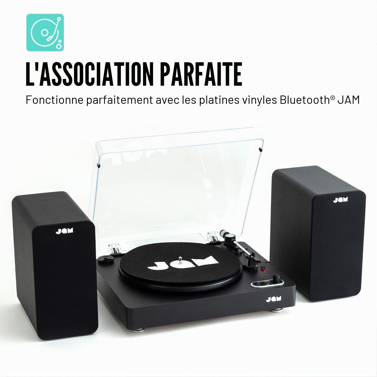 JAM Enceintes Bibliothèque Bluetooth – Compacte, Alimentée par Batterie, Entrée Aux, Enceintes Platine Sans Fil, Haut-parleurs 4 PO, Amplificateurs Hte Définition, Basses, Meilleure Acoustique – Noir | son riche, connectivité Bluetooth 5.0, driver de bass
