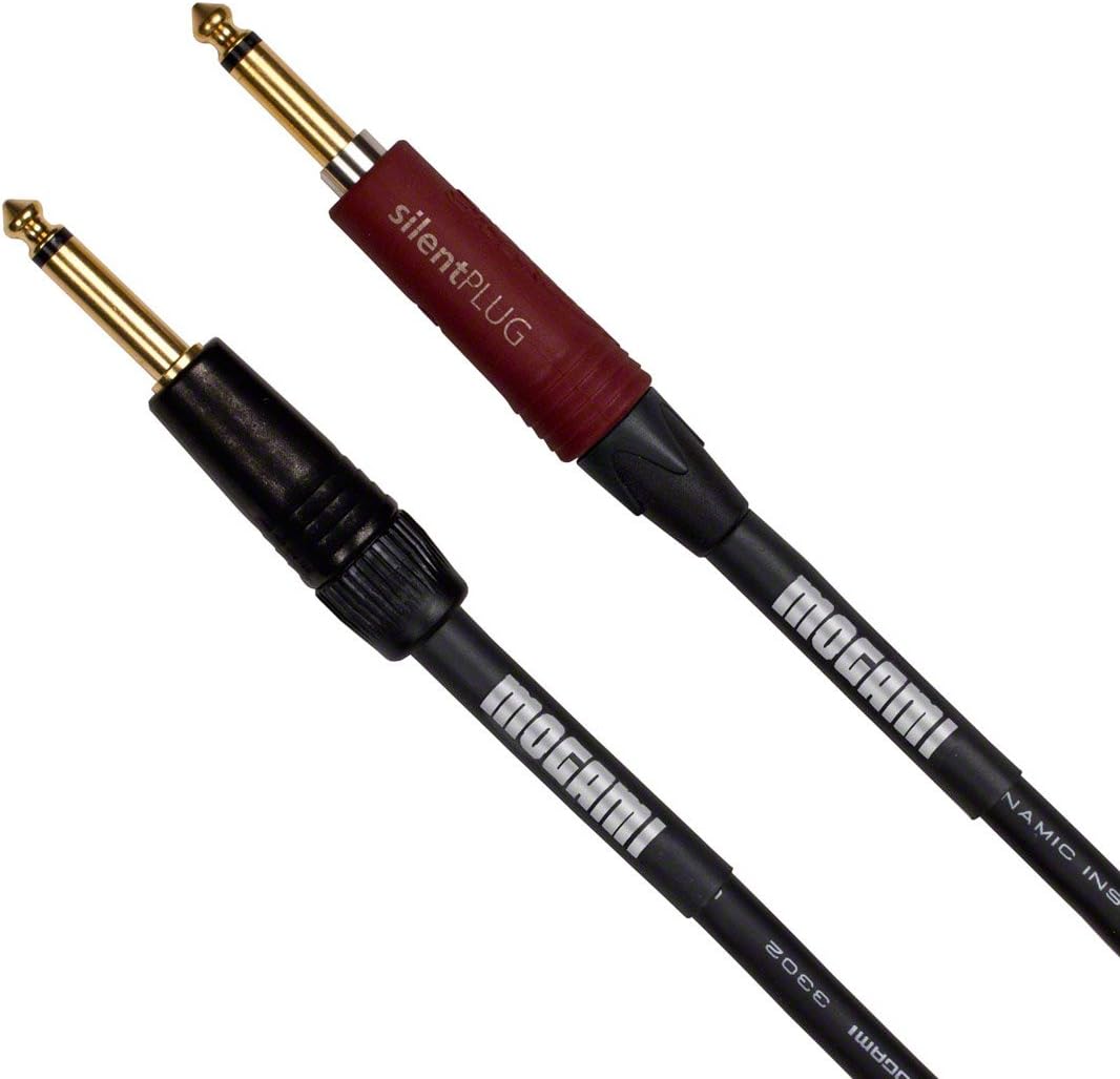 Mogami Platinum GUITAR-40 Instrument Cable, 1/4" TS Male Plugs, Gold Contacts, Straight Connectors with silentPLUG, 40 Foot