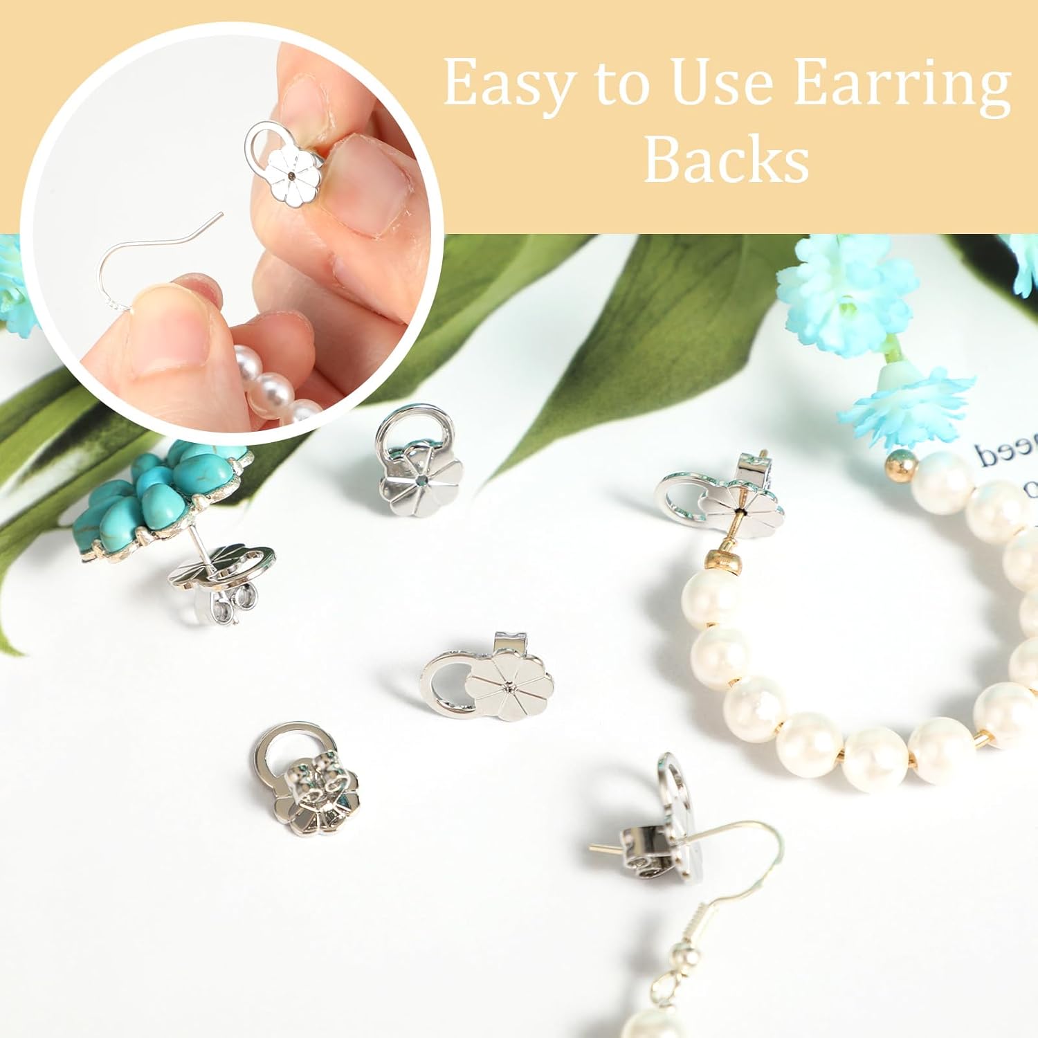 6PCS Earring Lifters Backs, Earring Backs for Droopy Ears Adjustable Anti-Sensitive Secure Large Earrings Backing for Heavy Earrings(Silver) - Image 6