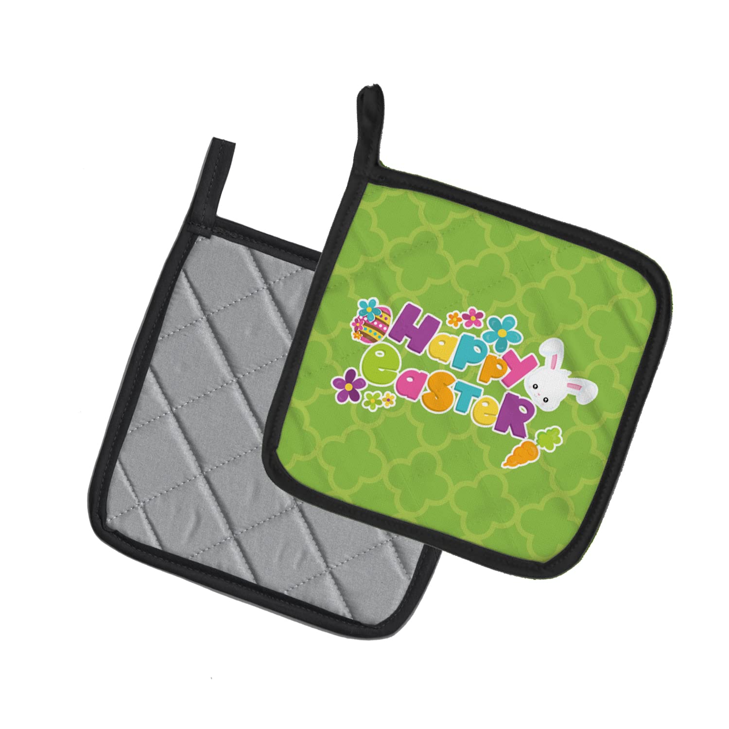 Caroline 's Treasures bb6900pthd Happy Ostern grün Quatrafoil Paar Topflappen, 19,1 x 19,1 cm Multicolor