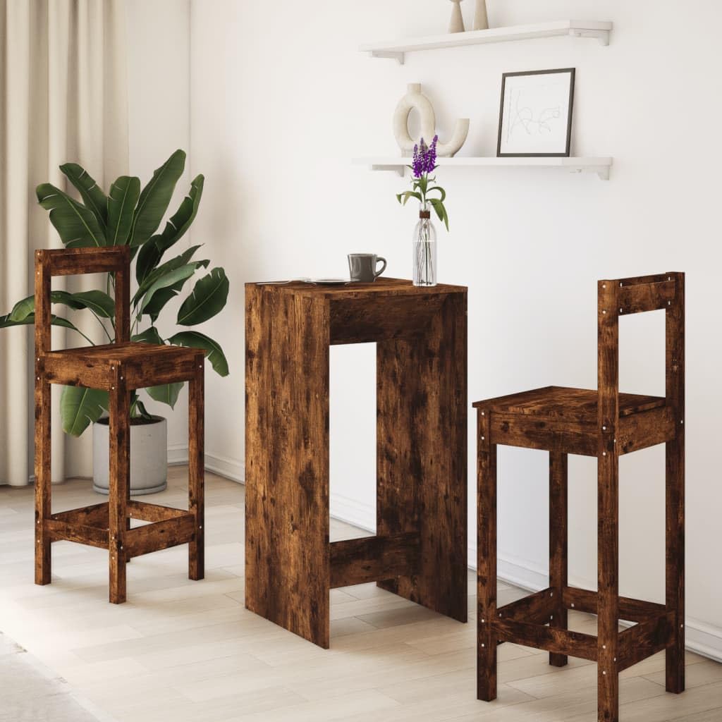 Tavolo da Bar Rovere Fumo 51x50x103,5 cm in Truciolato | Tavolo alto salvaspazio per cucina e soggiorno, ideale per aperitivi in compagnia e pasti veloci in ambienti interni.