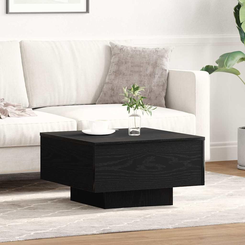 SXZenSpace Small Coffee Table Black Oak 55x55x31 cm, Engineered Wood Modern Square Side for Living Room, Sturdy Centre Lounge, Easy Assembly