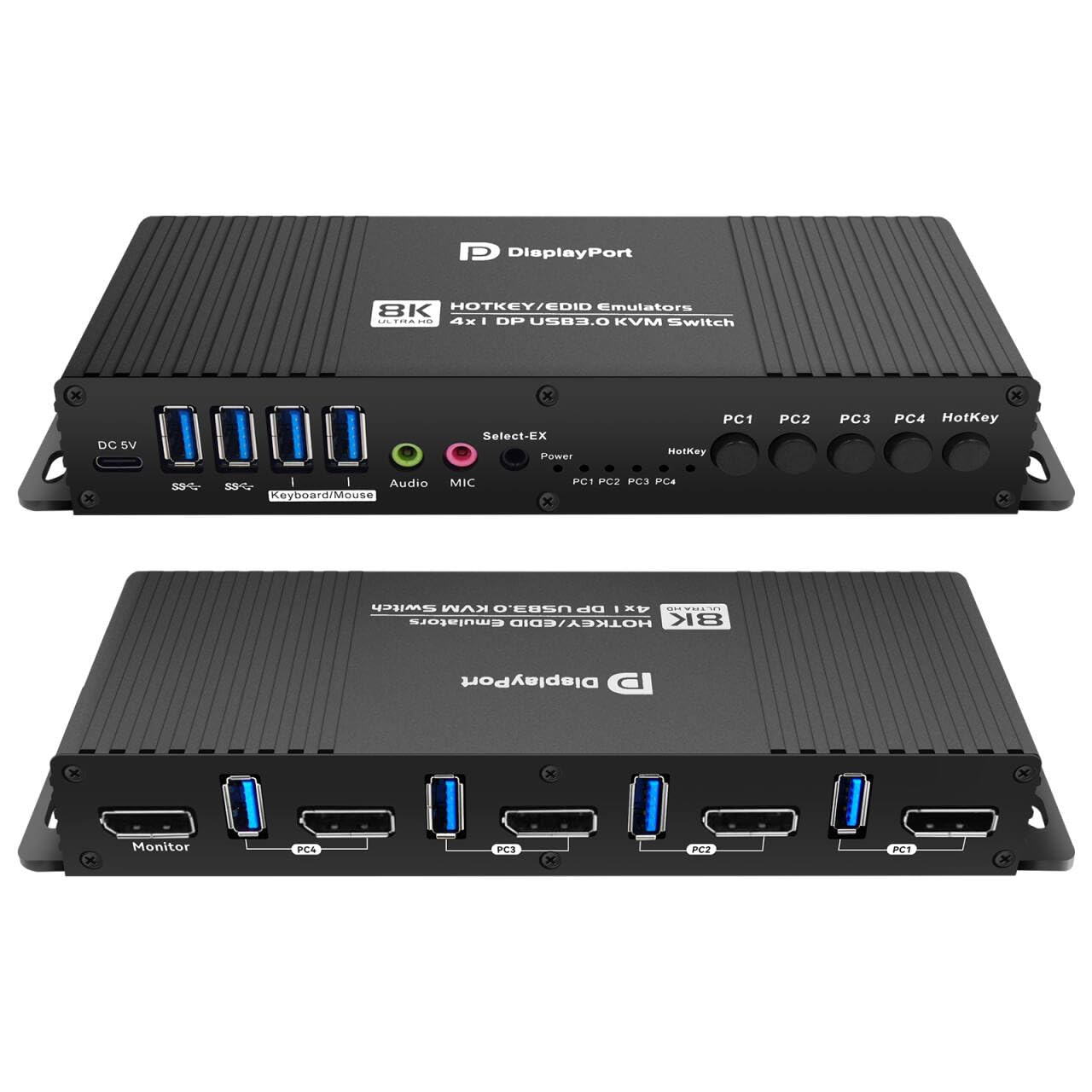 Displayport Kvm Switch EDID 1 Monitors 4 Computers 4K 144Hz Hotkey Switching PC Switch 1 Monitors dp 1.4 1440P 144Hz 165Hz 240hz kvm Switch 1 Laptop 1 Desktop 1 Monitor EDID