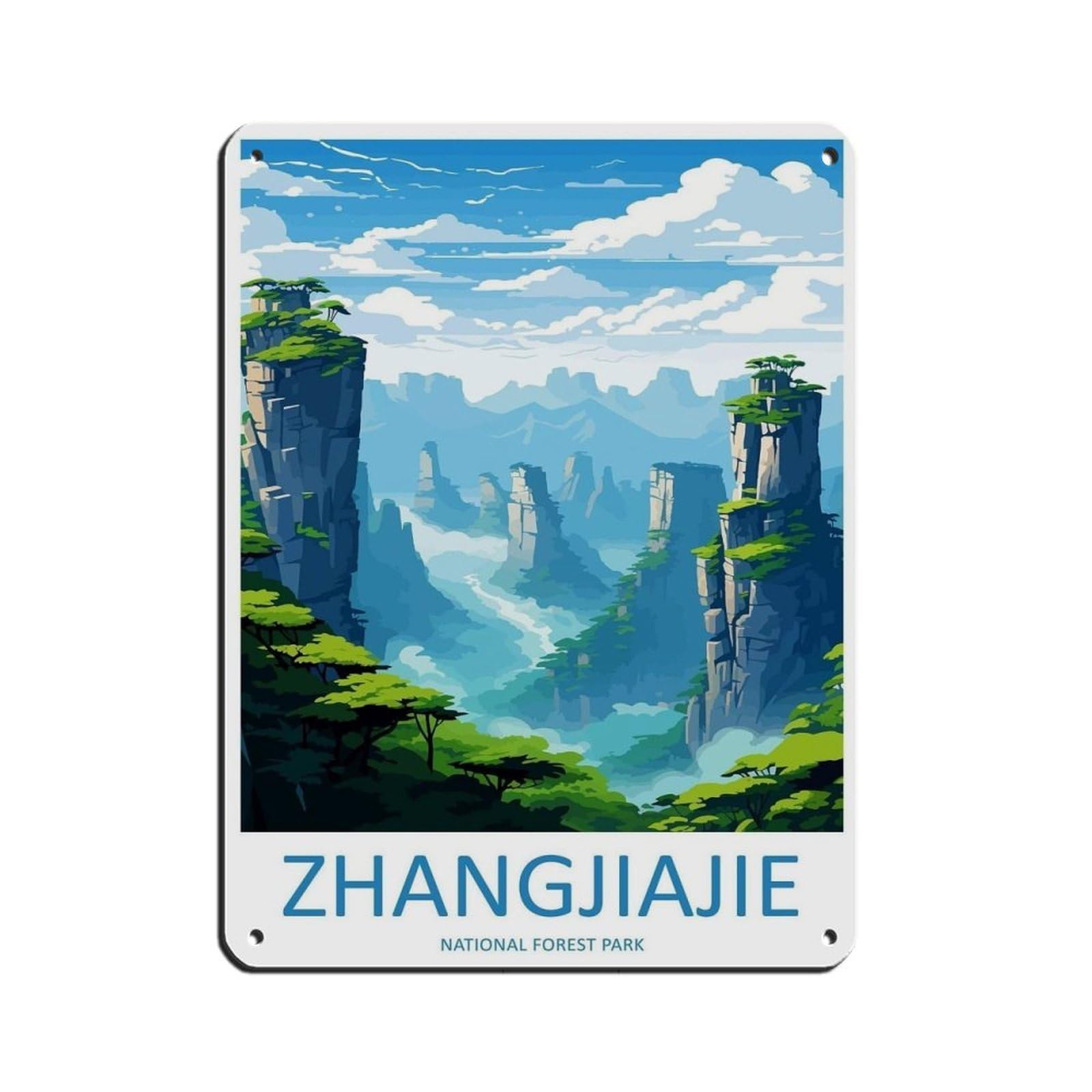 Zhangjiajie Travel Art China Zhangjiajie Gift (2) Retro Poster Metal Tin Sign Chic Art Retro Iron Painting Bar People Cave Cafe Family Garage Poster Wall Decoration 12x16inch(30x40cm)