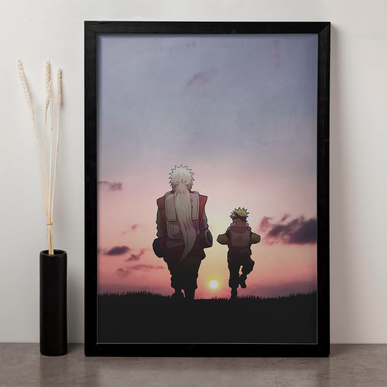 SoulAbiti Presents Naruto Uzumaki and Jiraya the gallant (Also as naruto called him,pervy sage) Poster Art (12-inch X 18-inch, Framed) N-23