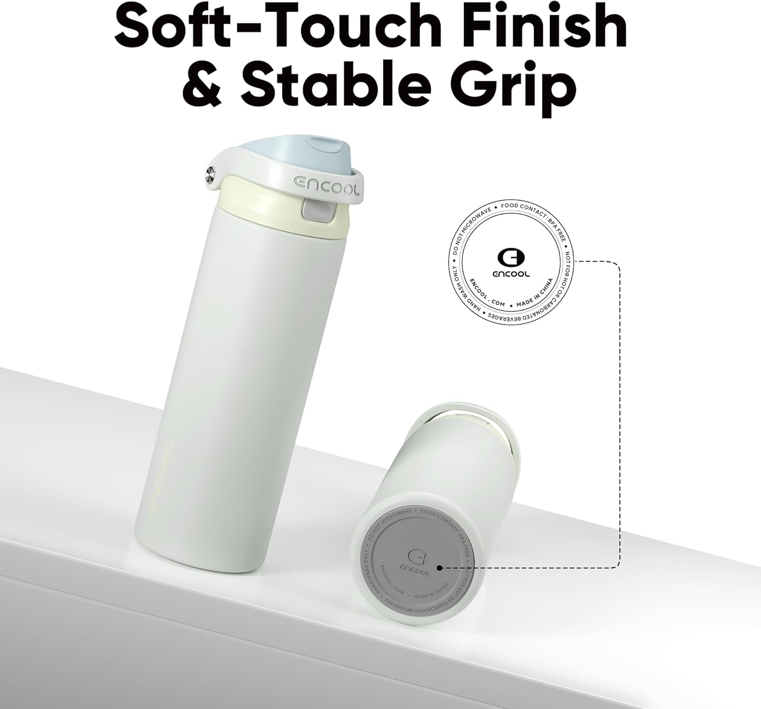 ENCOOL Leakproof Insulated Water Bottle with Straw Dual-Sip Water Bottle Bag-Safe Design for Work, Commute & Gym – Keeps Drinks Cold All Day, 40 oz, Cloud-Hill White - Image 5