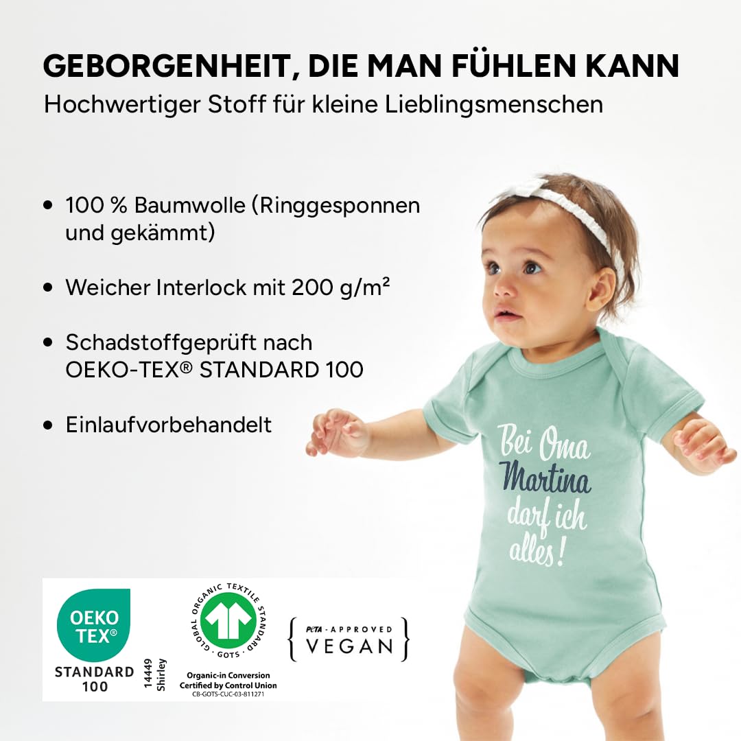 Babybody personalisiert mit Namen inkl. 8 Meilensteinkarten, Baby Geschenk zur Geburt für Mädchen & Jungen, Body Baby Neugeborene, Babyparty Geschenk, Taufe, Unisex Baumwolle