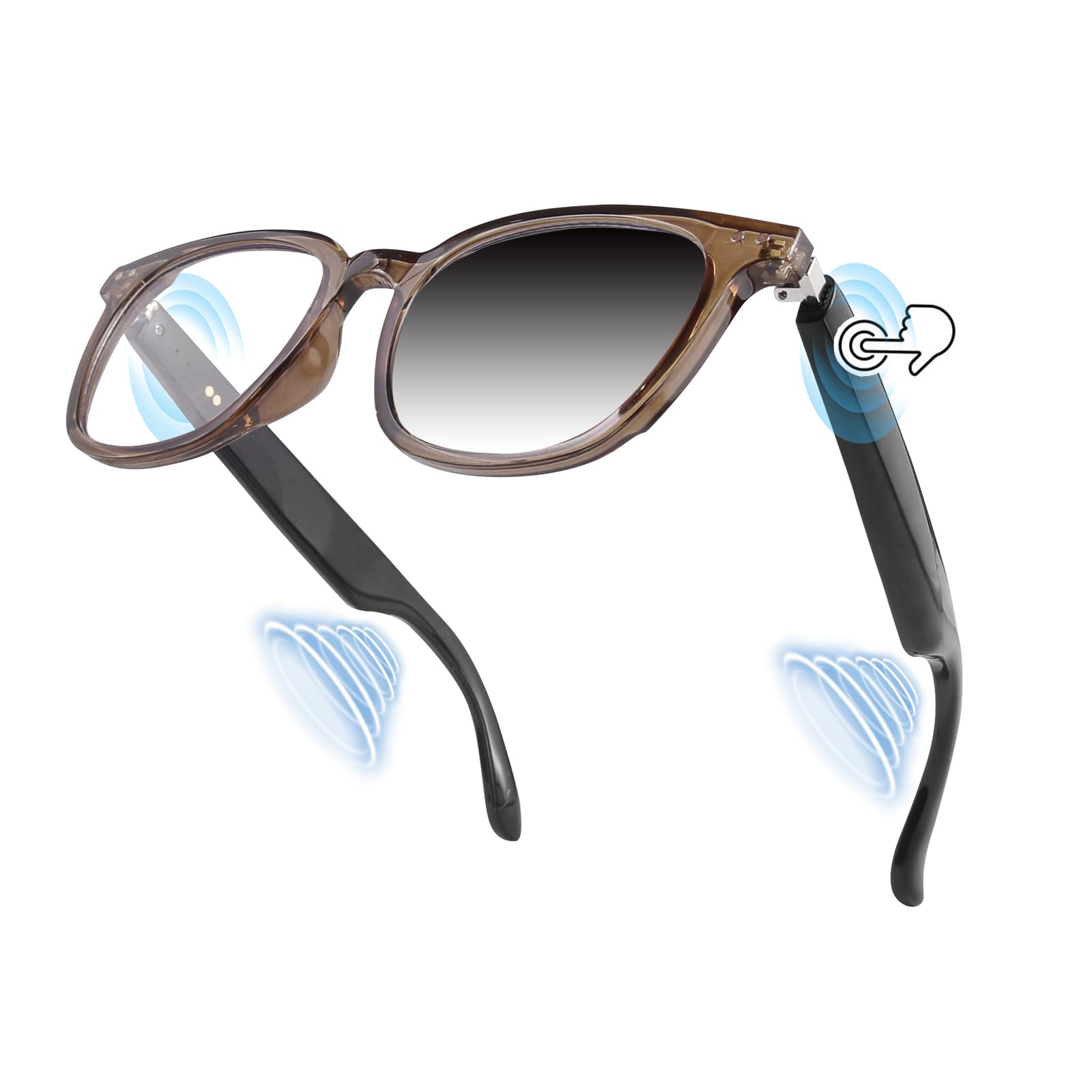 Casque intelligent sans fil - Lunettes de soleil audio intelligentes pour homme et femme - Avec microphone, haut-parleur - Verres polarisés - Fonction audio avec écouteurs ouverts