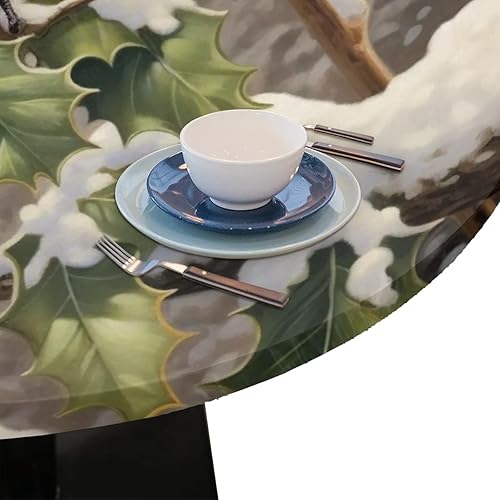 Vista 214 de Cardinal Bird - Mantel redondo ajustable con borde elástico de 36 a 42 pulgadas, mantel redondo elástico, impermeable, lavable, mantel circular