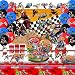 Heidaman Dirt Bike Party Decorations，Dirt Bike Birthday Decorations For Boys，Motorcycle Birthday Decorations,Set Included Banner Backdrop Tablecloth Balloon Cake Toppers Cupcake Toppers 7 "Plate 9"