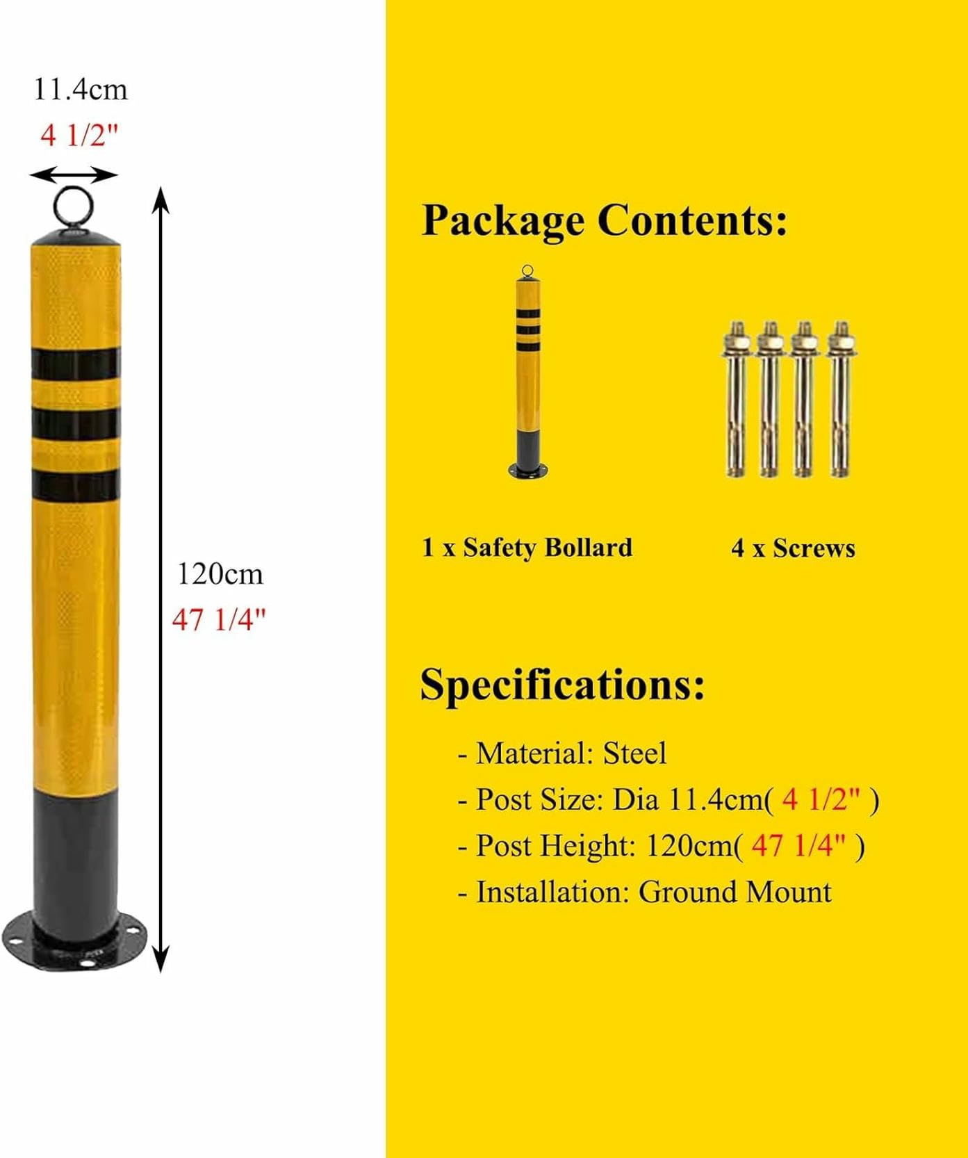 Bolardos portátiles con Cadena, Postes metálicos de Seguridad Vial para Control de tráfico/accesos de vehículos, Postes de Barrera duraderos para Montaje en Suelo.