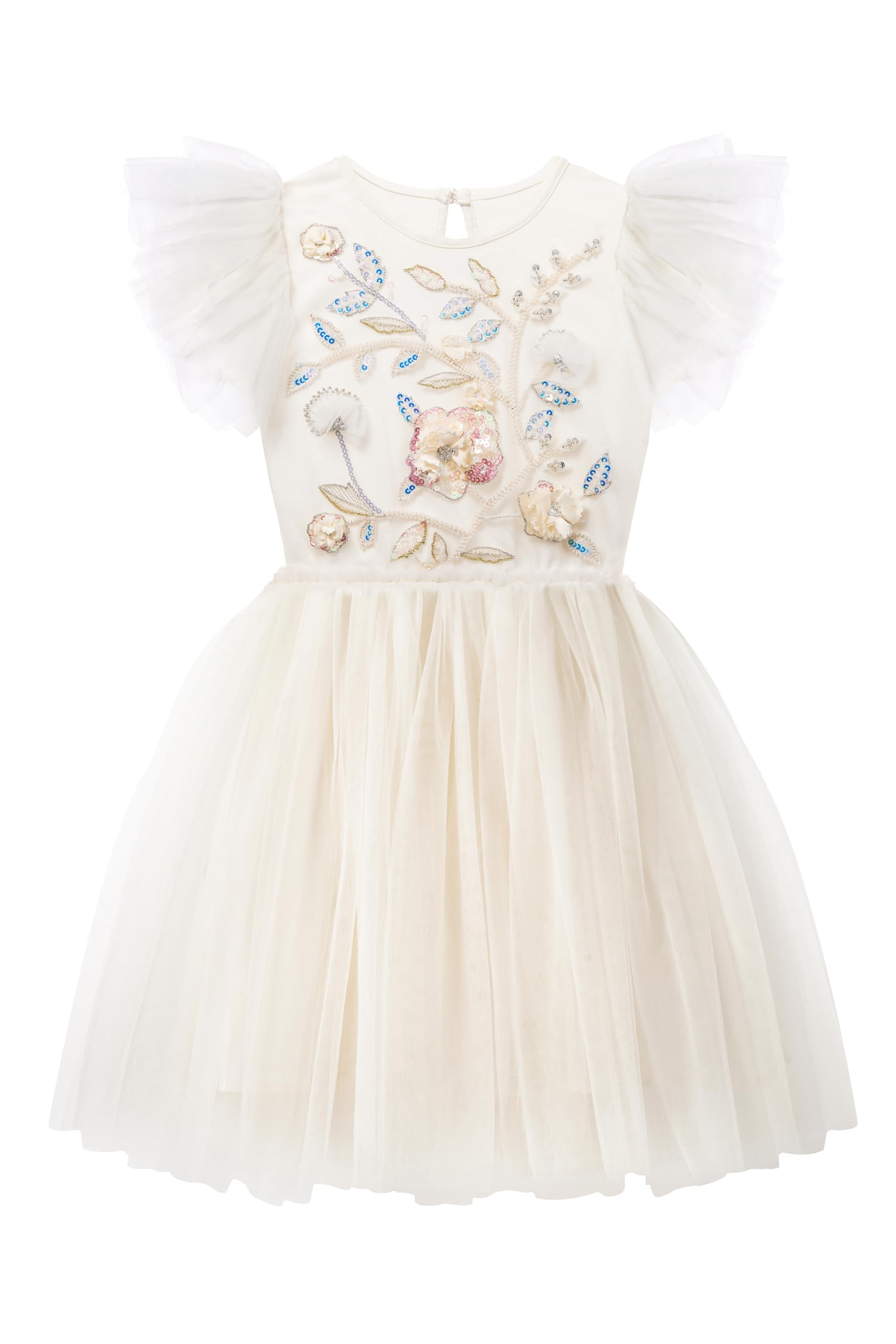 Tutuland Tutu Dress for Girls - Embroidered Tulle Tiered Layered Flower Toddler Dress for Wedding & Birthday