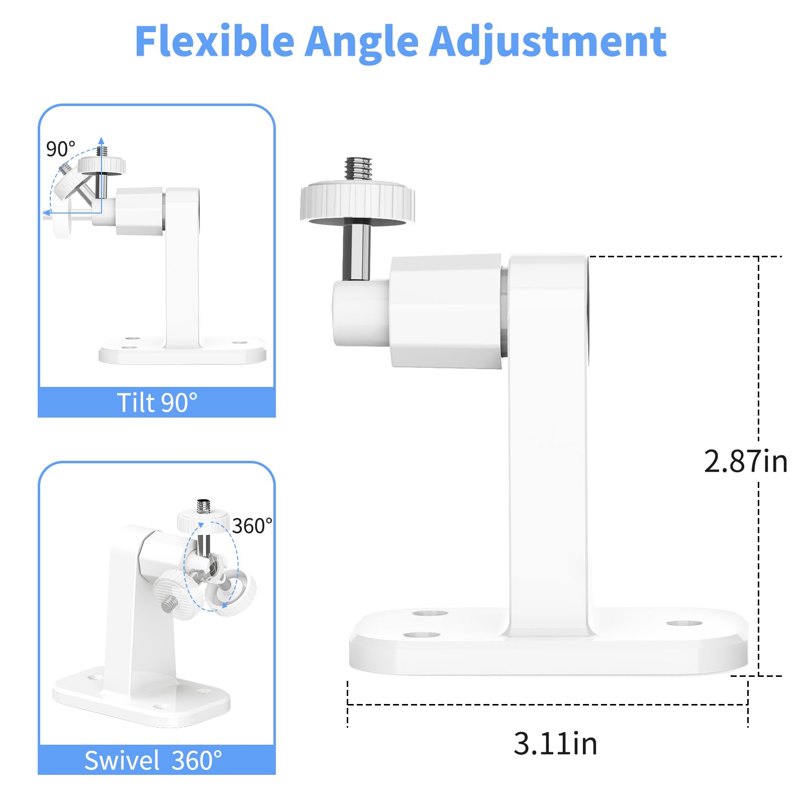 2-pak pierścieniowy uchwyt na kamerę: regulowany 360 stopni uchwyt ścienny do baterii Ring Stick Up Cam / kamery zewnętrznej Plus, 2 sposoby instalacji - mocny klej i śruba, pasuje do kąta widzenia