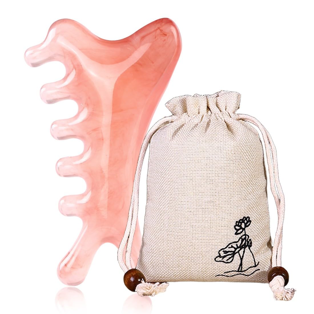 COYUN 1 x Massage Comb with Wide Teeth, Facial Massager, Scalp Gua Sha Massage Tool, Head Massage, Round Teeth Comb, Per Relaxation Head (with Gift Bag)