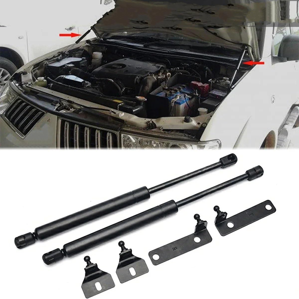 Wymiana rozpórki gazowej przedniej maski do Mitsubishi Triton L200 Strada Hunter 2005-2014 przednia maska, amortyzator gazowy, sprężyna amortyzująca