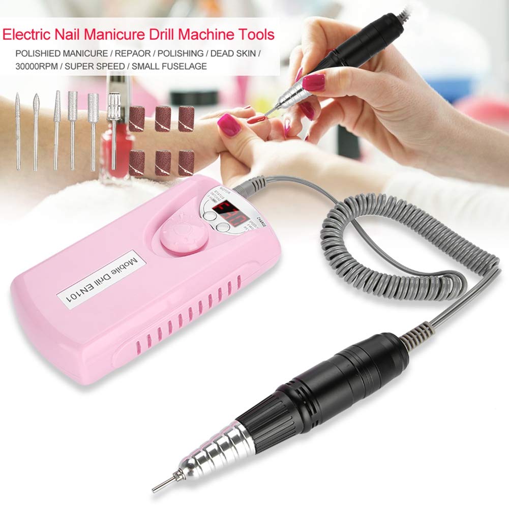 ZJchao Electric Nail File, 30000 RPM Nail Drill Machine Rechargeable LCD Display Electric Nail Drill Quiet Cordless Nail File Grinder Manicure Pedicure Tool for Manicure Salon Home (US Plug)